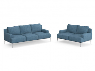 小户型简约休闲布艺沙发湛蓝色C4D模型