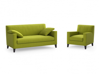 小户型简约办公休闲布艺沙发浅绿色C4D模型