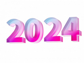 3D立体2024新年跨年龙年创意艺术字标题玻璃亚克力渐变2024C4D模型