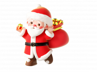 卡通可爱小小圣诞老人圣诞节人物形象礼物袋送礼物C4D模型