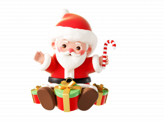 卡通可爱小小圣诞老人圣诞节人物形象坐姿礼物C4D模型