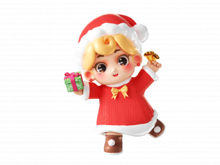 圣诞卡通可爱小男孩人物圣诞节礼物装饰C4D模型