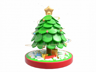 卡通圣诞节装饰氛围感圣诞树C4D模型