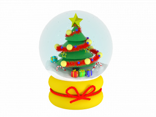 卡通圣诞节圣诞装饰圣诞树水晶球C4D模型