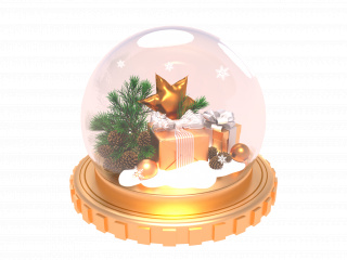 卡通圣诞节装饰氛围圣诞节水晶球C4D模型