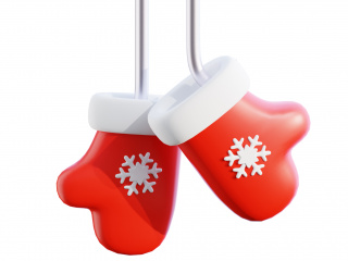 圣诞节装饰卡通图标红色雪花手套C4D模型