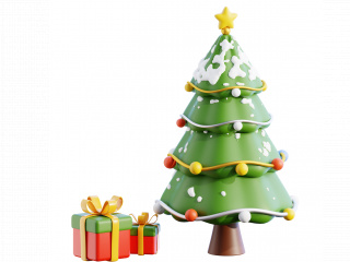 圣诞节装饰卡通图标圣诞树礼物盒礼品C4D模型