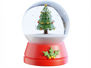 圣诞节装饰用品卡通图标 圣诞树雪景水晶球C4D模型