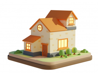 卡通游戏动漫图标房屋场景两层温暖房屋别墅C4D模型