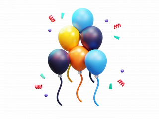 新年快乐节日庆祝面具派对气球蛋糕礼物卡通图标C4D模型