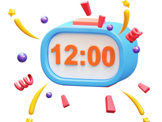 新年快乐节日庆祝面具派对气球蛋糕礼物卡通图标闹钟时间C4D模型