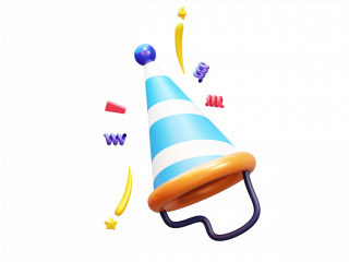 新年快乐节日庆祝面具派对气球蛋糕礼物卡通图标生日帽C4D模型