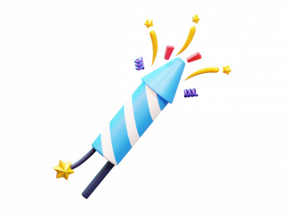 新年快乐节日庆祝面具派对气球蛋糕礼物卡通图标礼花炮竹C4D模型