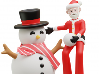 卡通圣诞节开心的圣诞老人雪人C4D模型
