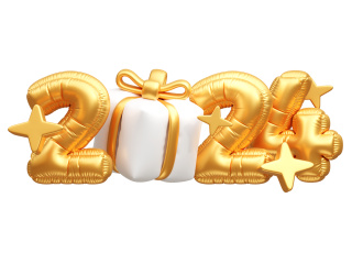 2024年金色立体气球艺术字星星C4D模型