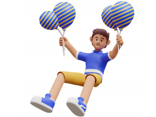 新年节日喜事生日派对庆祝卡通人物放气球玩气球C4D模型