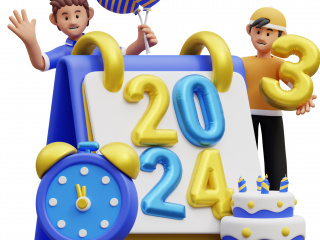 新年节日喜事派对庆祝卡通人物2024跨年倒计时C4D模型