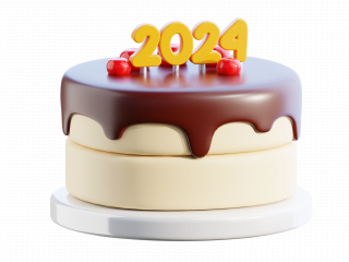 2024节日庆祝跨年卡通图标节日蛋糕C4D模型