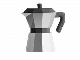 卡通图标手冲咖啡不锈钢摩卡壶C4D模型