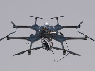 八旋翼直升机无人机C4D模型