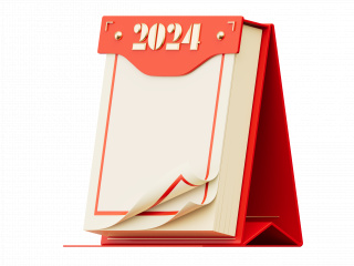 立体2024新年跨年日历日期台历白模C4D模型