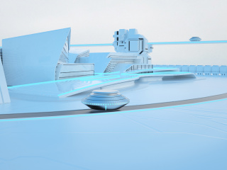 未来城市建筑海报背景C4D模型