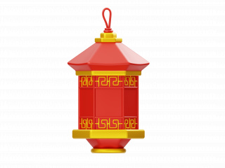 卡通新年节日氛围图标大红灯笼C4D模型