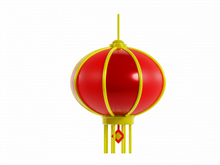 春节喜庆红色新年卡通图标灯笼C4D模型