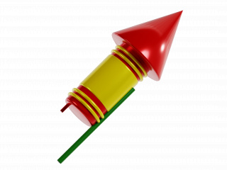 春节喜庆红色新年卡通图标火箭C4D模型