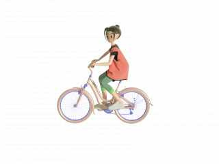 立体运动人物骑自行车女孩C4D模型