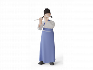 立体吹笛子的古代男生C4D模型