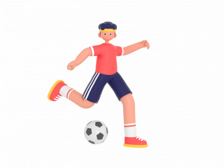 立体踢足球健身锻炼人物C4D模型