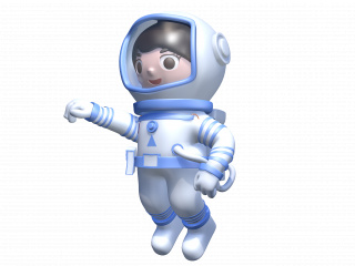 航天太空宇航员蓝色可爱飞行人物C4D模型