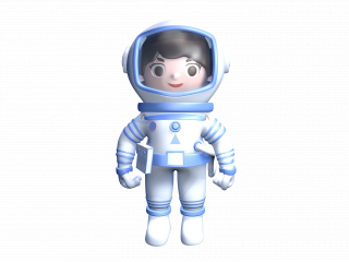 航天太空宇航员蓝色可爱站立人物C4D模型