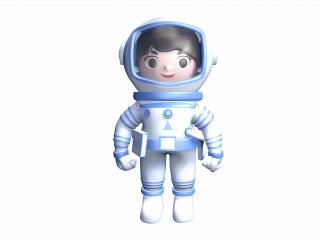 太空宇航员蓝色可爱站立人物C4D模型