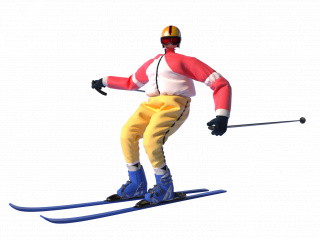 立体个性定制冬奥冰雪双板滑雪人物C4D模型