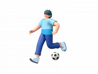立体踢足球人物C4D模型