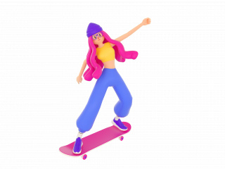 立体运动人物滑板潮酷C4D模型