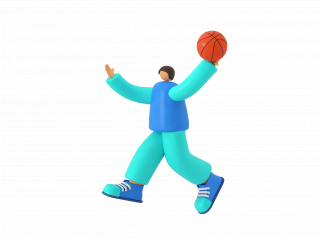 立体卡通打篮球人物C4D模型