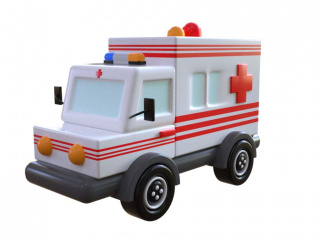 立体交通工具卡通救护车C4D模型