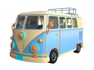 立体交通工具卡通小巴士C4D模型