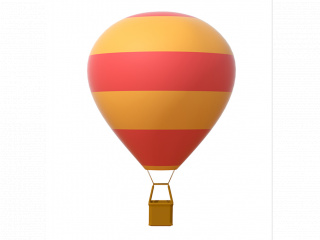 立体卡通飞翔热气球C4D模型