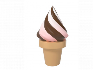 立体卡通巧克力冰淇淋C4D模型