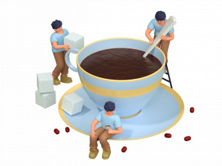 立体咖啡饮品C4D模型