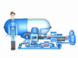 微立体插画工业加工气瓶商务人物C4D模型