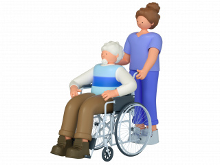 立体养老院老年人轮椅C4D模型
