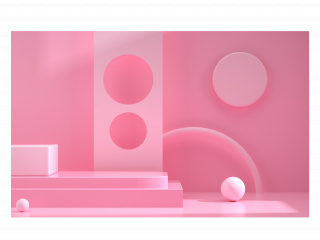 立体粉色小清新电商展示背景C4D模型