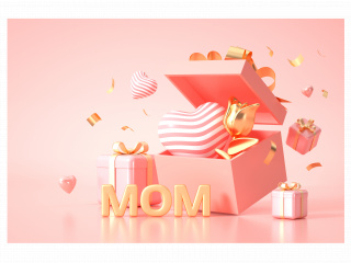 立体母亲节粉色礼盒C4D模型