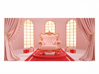 立体女王节粉色礼盒C4D模型