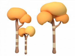立体卡通秋天的树C4D模型